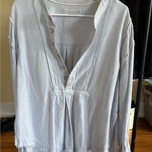 Free People Light Blue Striped Blouse